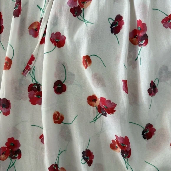 GAP- Floral Ruffle Blouse - White and Red - Picture 2 of 4